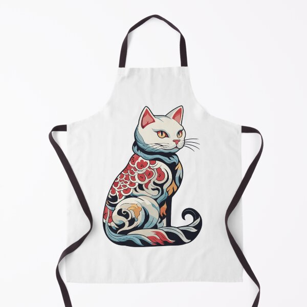 Item preview, White Cat with Colorful Asian Tattoo designed and sold by DetourShirts.