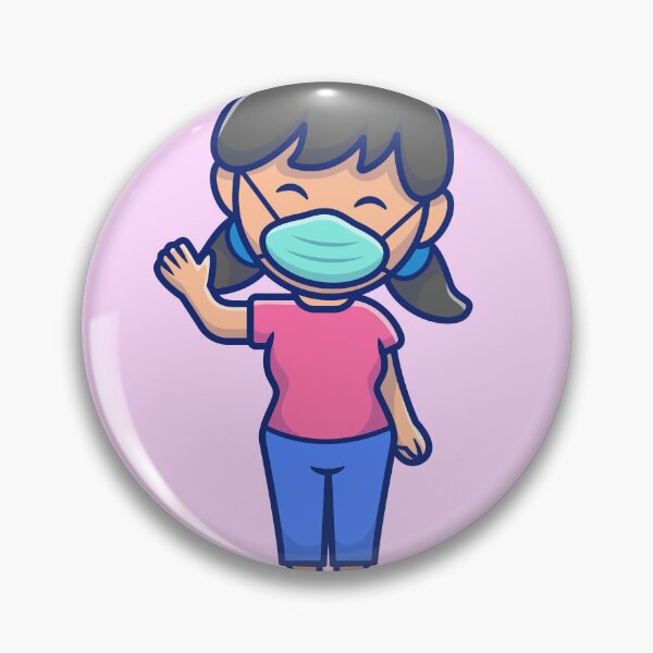 Item preview, Safety Chic: Cute Girl Wearing Medical Mask Cartoon designed and sold by hjian8219.