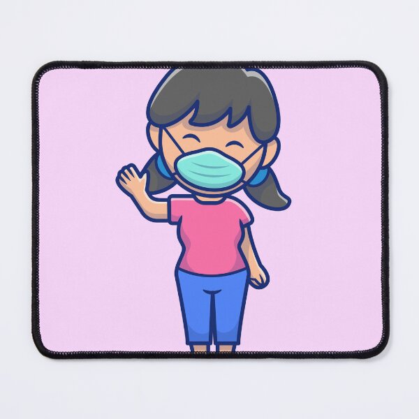 Item preview, Safety Chic: Cute Girl Wearing Medical Mask Cartoon designed and sold by hjian8219.