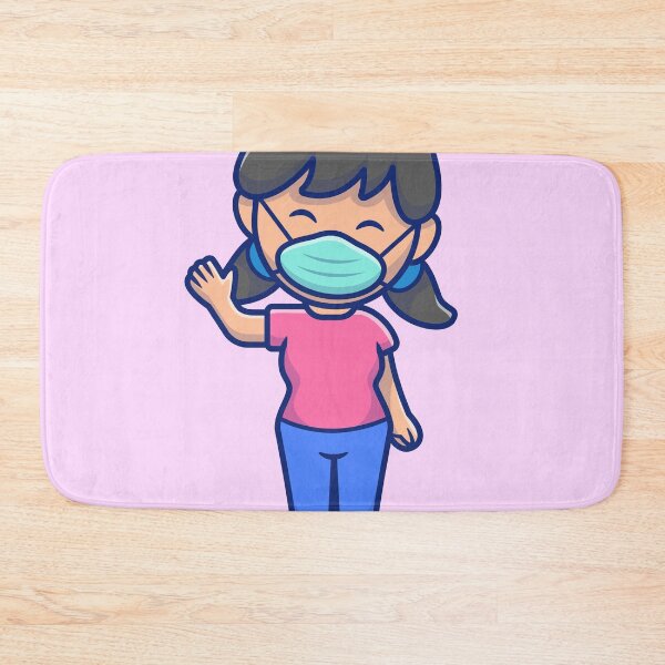 Item preview, Safety Chic: Cute Girl Wearing Medical Mask Cartoon designed and sold by hjian8219.