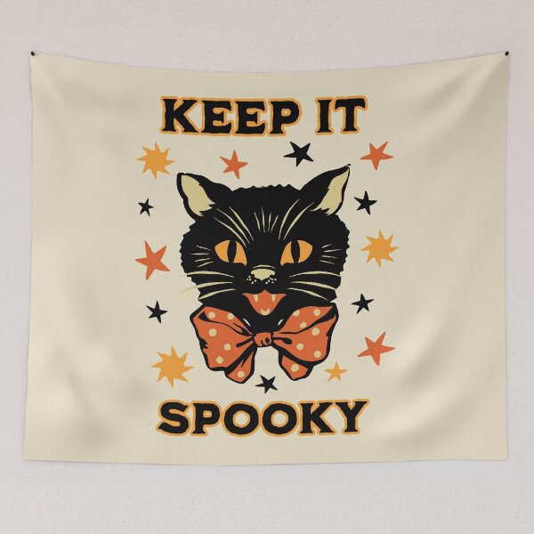 Item preview, Vintage Halloween Black Cat Keep it Spooky Retro Folk Art designed and sold by PUFFYP.