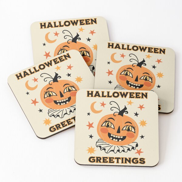 Item preview, Vintage Halloween Greetings Folk Art Retro Jack O Lantern Pumpkin designed and sold by PUFFYP.