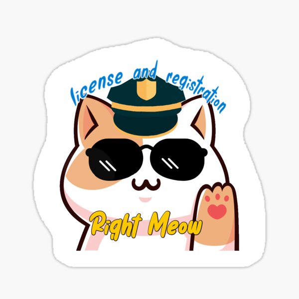 Cute and Charming Fantasy Cat Police Officer Character | Sticker