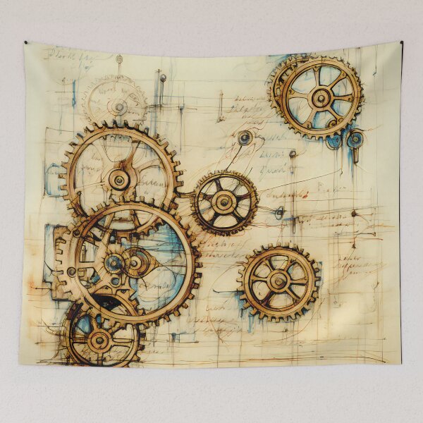 Item preview, Old Gears Drawings and Design on old Manuscript  designed and sold by BrandonArtWorld.