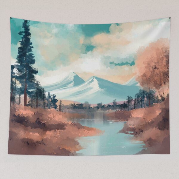 Item preview, Painted Mountain River Landscape  designed and sold by TheFullFantasy.