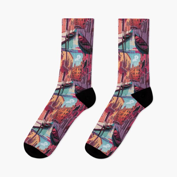 Item preview, Artistic Colorful Illustration of a canal and gondolas in Venice designed and sold by Rhu Creations.