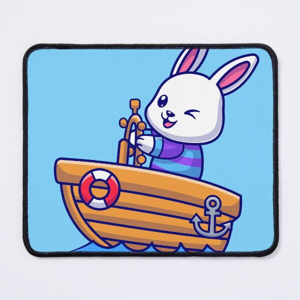 Item preview, "River Adventure: Cute Rabbit Riding Boat" designed and sold by hjian8219.