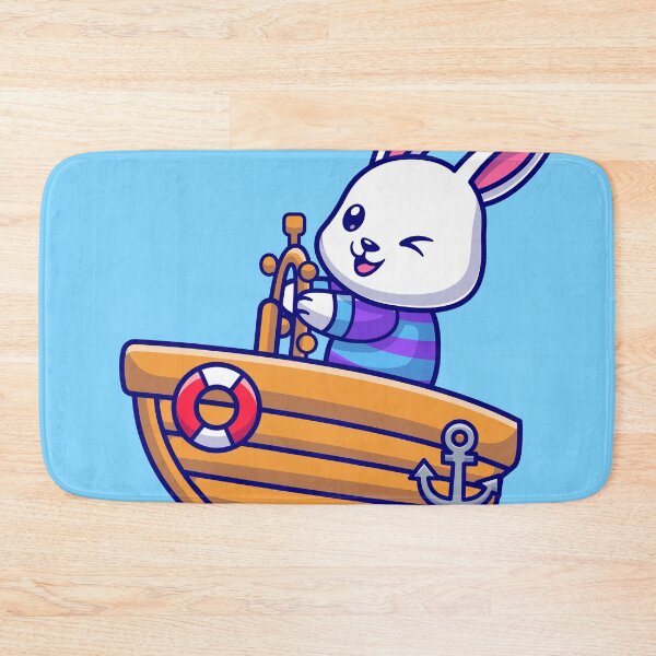 Item preview, "River Adventure: Cute Rabbit Riding Boat" designed and sold by hjian8219.