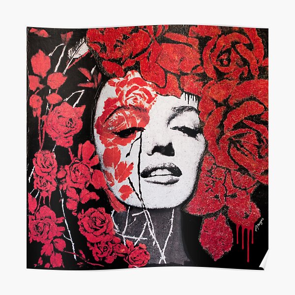 Marilyn Monroe with Roses and Thorns Poster