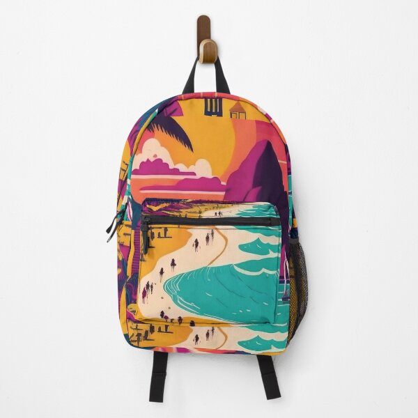 Item preview, Artistic Colorful Illustration of the famous beach in Rio de Janeiro, Brazil designed and sold by Rhu Creations.