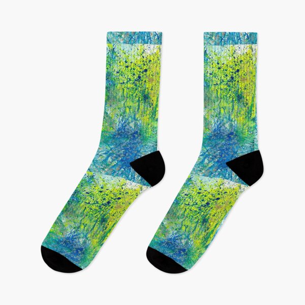 Item preview, Our Earth Is Always Breathing #532 Original Hand-painted Abstract Painting Detail 4 In Teal Blue Green Yellow Inspired By Gaia Spring Summer Mother Nature Forest Aquatic Plants Bohemian Boho Pattern designed and sold by Rainbow Artist Orlando L.