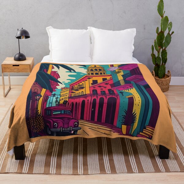 Item preview, Artistic Colorful Illustration of a street in Havana Cuba designed and sold by Rhu Creations.