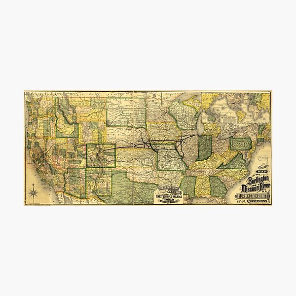Item preview, Map of the Burlington & Missouri River Railroad (1882) designed and sold by allhistory.