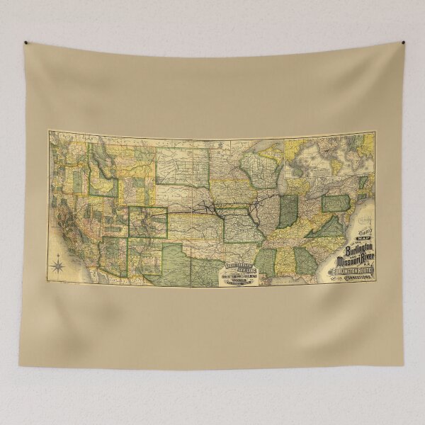 Item preview, Map of the Burlington & Missouri River Railroad (1882) designed and sold by allhistory.