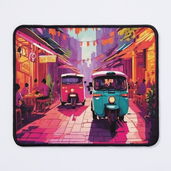 Item preview, Artistic Colorful Illustration of a street in Bangkok designed and sold by Rhu Creations.