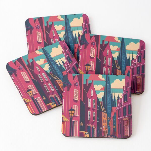 Item preview, Artistic Colorful Illustration of a street in Amsterdam designed and sold by Rhu Creations.