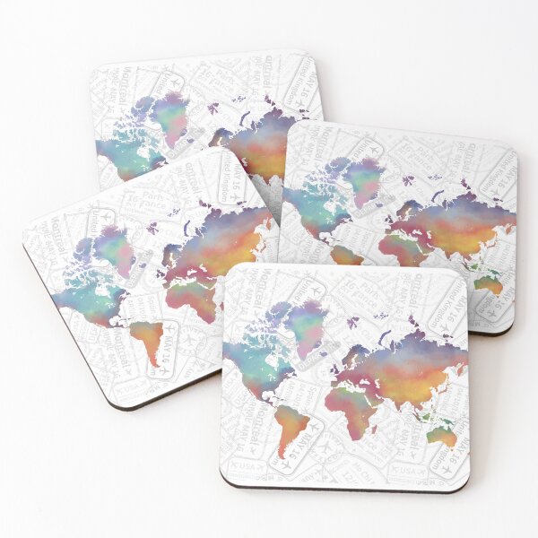 Item preview, World map, Watercolor world map, Colorful office, Gift for travelers, Globe Poster, Travel stamps  designed and sold by AustriaDesigns.