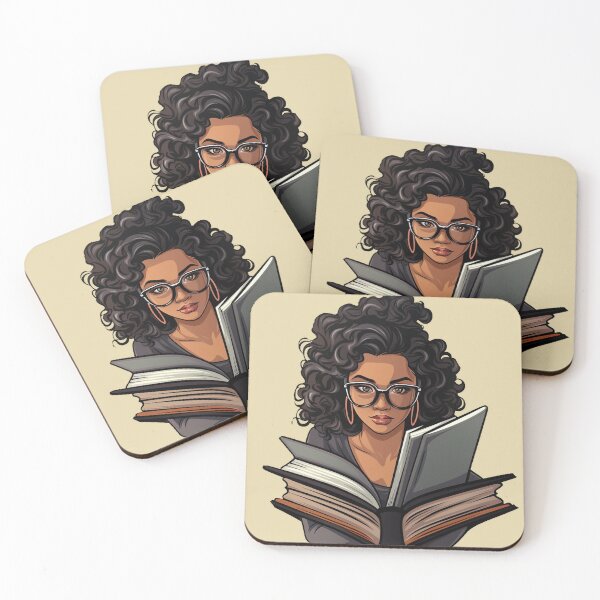 Item preview, Beautiful Bookworm Scholarly Black Girl in a Stack of Books Light Academia Smart Girl Magic Study Buddy designed and sold by Vicki Noble Art.