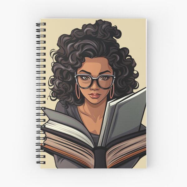 Item preview, Beautiful Bookworm Scholarly Black Girl in a Stack of Books Light Academia Smart Girl Magic Study Buddy designed and sold by Vicki Noble Art.