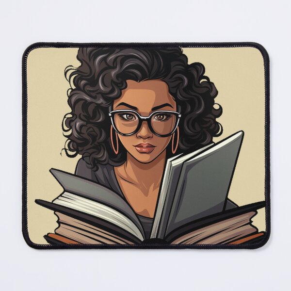 Item preview, Beautiful Bookworm Scholarly Black Girl in a Stack of Books Light Academia Smart Girl Magic Study Buddy designed and sold by Vicki Noble Art.