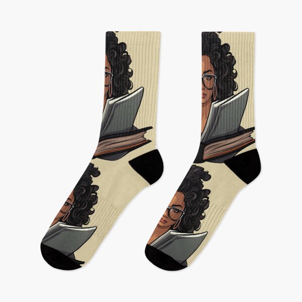 Item preview, Beautiful Bookworm Scholarly Black Girl in a Stack of Books Light Academia Smart Girl Magic Study Buddy designed and sold by Vicki Noble Art.