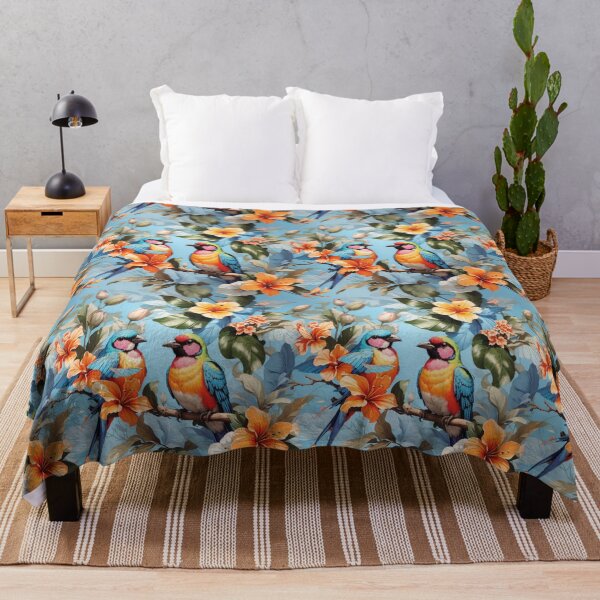 Item preview, Tropical Harmony: Colorful Birds and Flowers on Light Blue #1 designed and sold by Electric-Easel.
