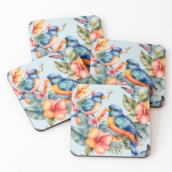 Item preview, Tropical Harmony: Colorful Birds and Flowers on Light Blue #3 designed and sold by Electric-Easel.