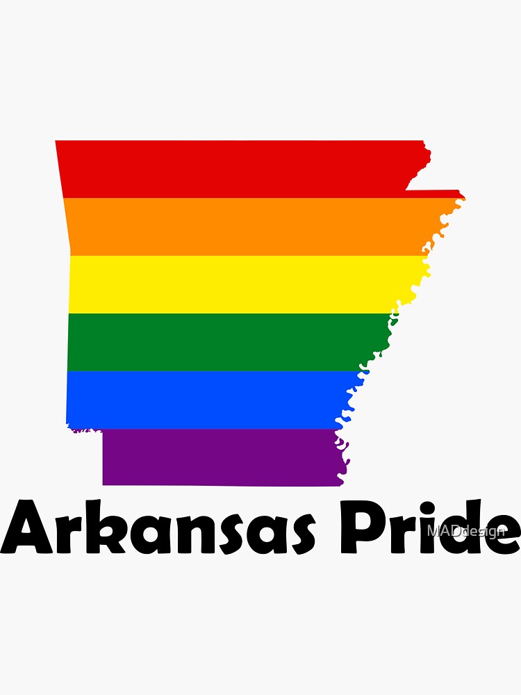 "State of Arkansas Gay Pride Flag Map" Sticker by MADdesign Redbubble