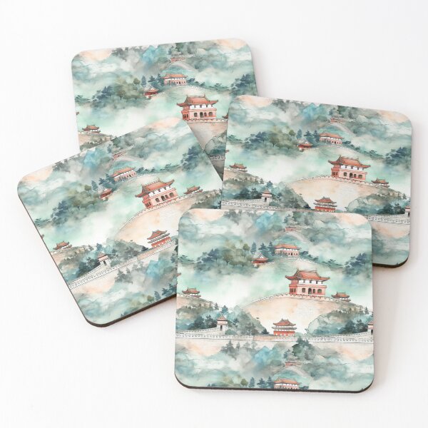 Item preview, Great Wall of China Watercolor seamless pattern designed and sold by PutsGroup.
