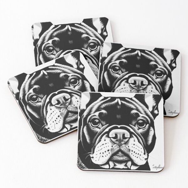 Artikelvorschau, Gesicht der französischen Bulldogge schwarz und weiß entworfen und verkauft von Frenchbullrufo.