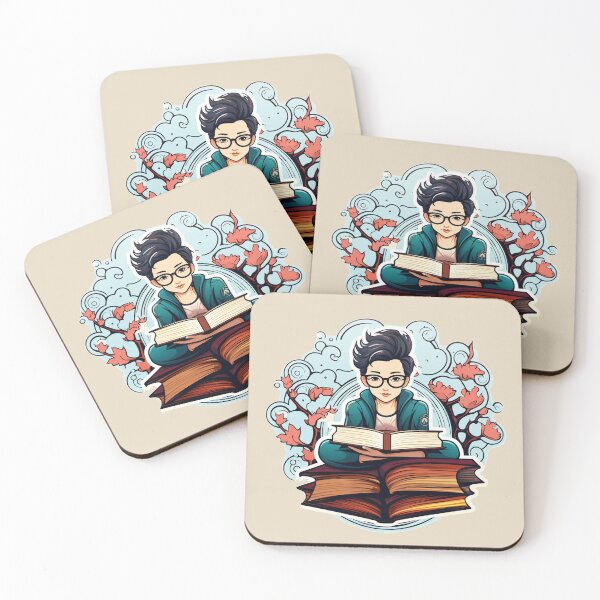Item preview, Bookworm Scholarly Study Buddy in a Stack of Books Light Academia Nonbinary Smart person Magic Studying designed and sold by Vicki Noble Art.