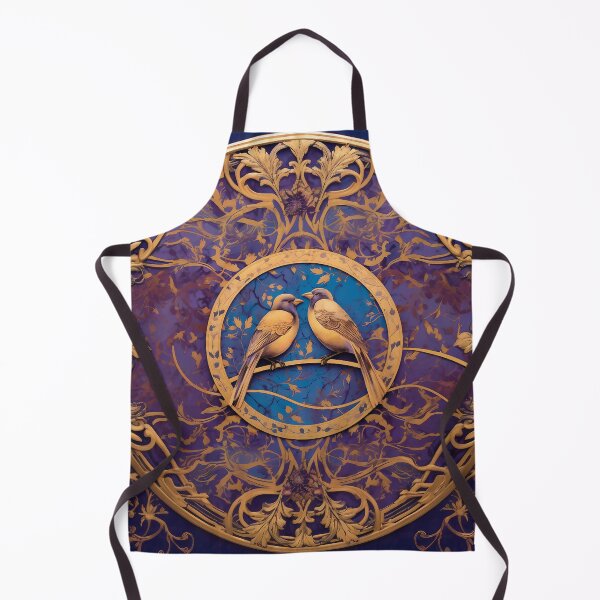 Item preview, two golden birds, circular gilded frame, purple background designed and sold by Liljinkzy.