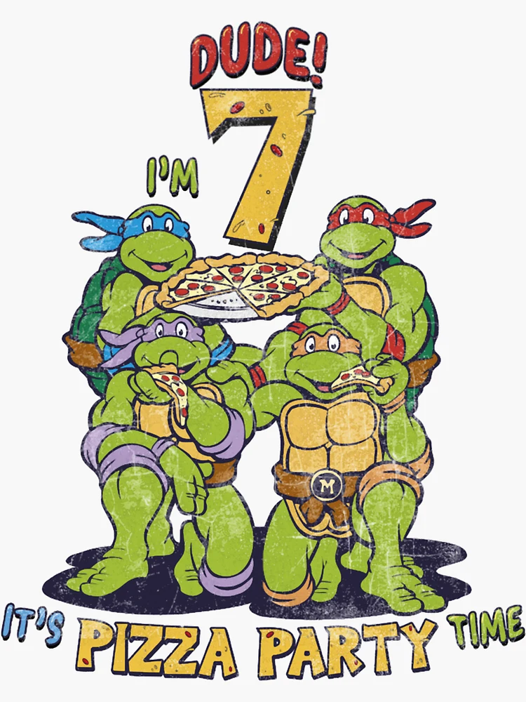 Teenage Mutant Ninja Turtles I_m 7 Dude Pizza Birthday Party