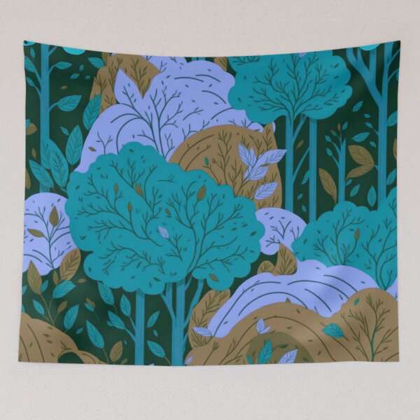 Item preview, Blue Rainbow Forest Trees Pattern designed and sold by druidwolfart.