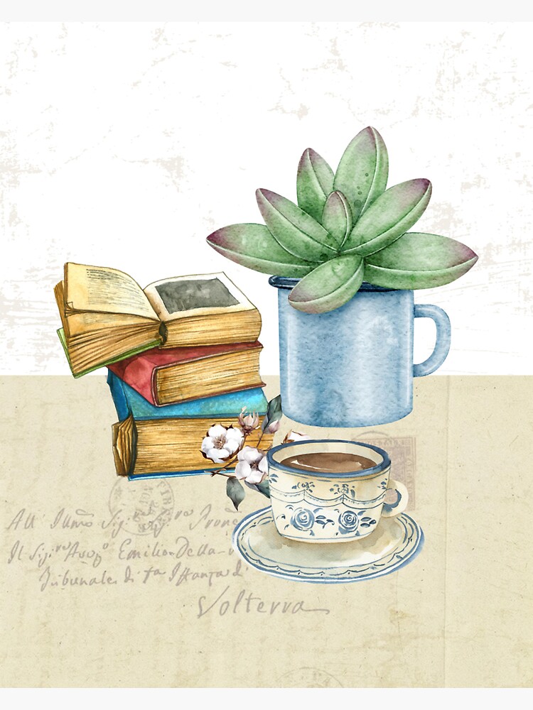 Vintage Book Stack and Tea Sticker for Sale by HopesPalette