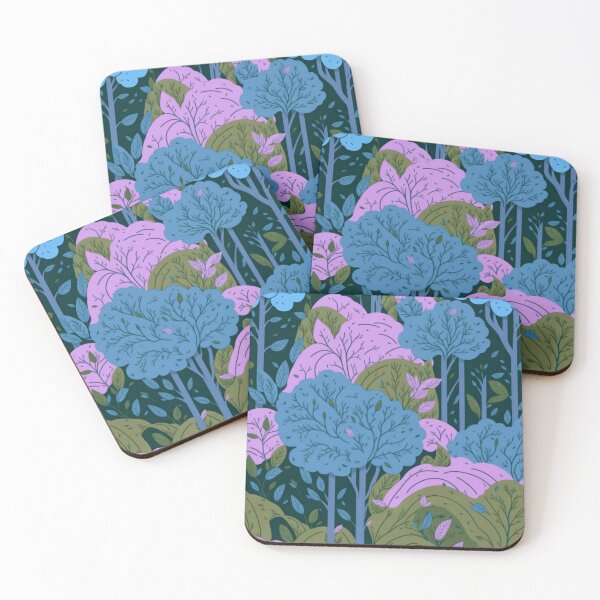 Item preview, Blue Pink Forest Trees Pattern designed and sold by druidwolfart.