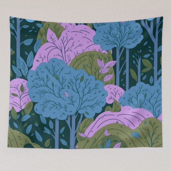 Item preview, Blue Pink Forest Trees Pattern designed and sold by druidwolfart.
