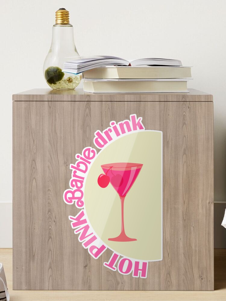 Hot Pink Barbie drink Sticker for Sale by sabinako