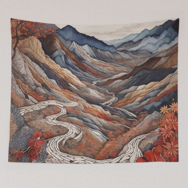 Item preview, Valley's Embrace: un camino de montaña y una vista panorámica designed and sold by Ngea.