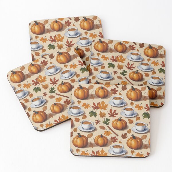 Item preview, Autumn pumpkin spice coffee pattern designed and sold by Lisa Bittinger.
