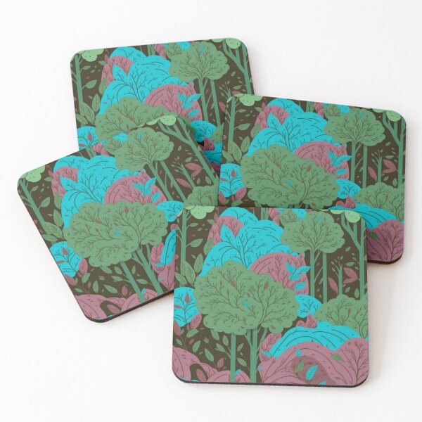 Item preview, Pink, Green Forest Trees Pattern designed and sold by druidwolfart.