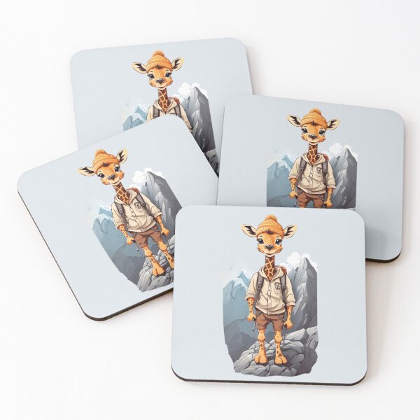 Item preview, Young giraffe hiking in the mountains cartoon comic graphic for kids designed and sold by CedricNorbinho.