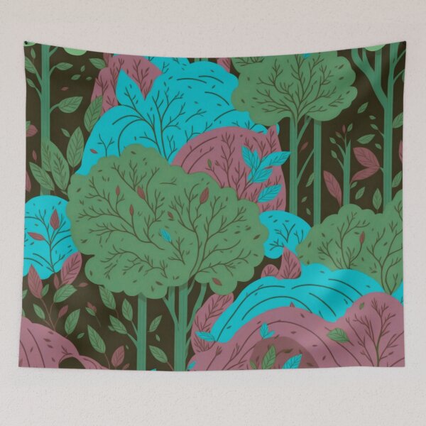 Item preview, Pink, Green Forest Trees Pattern designed and sold by druidwolfart.