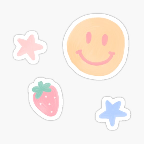 smiley stars strawberry Sticker