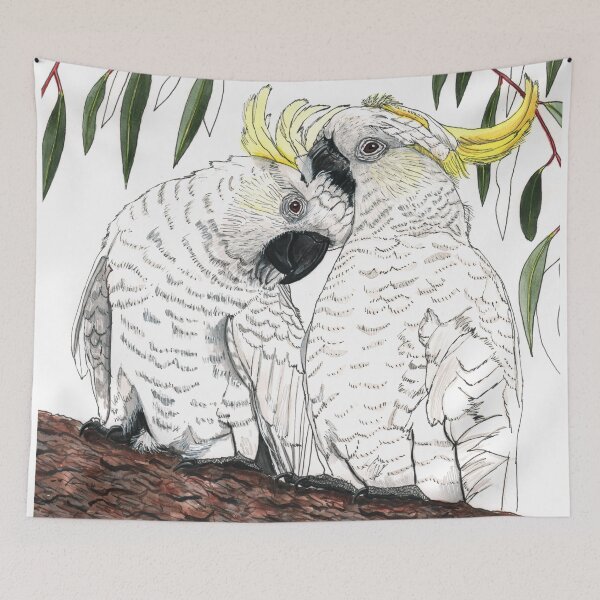 Item preview, Cockatoos Sulphur Crested pair gum tree designed and sold by blueidesign.