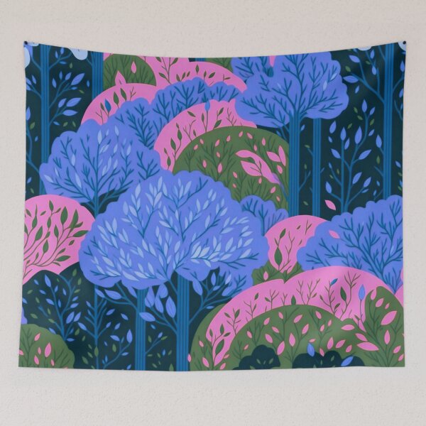 Item preview, Pink, Blue Rainbow Forest Pattern designed and sold by druidwolfart.