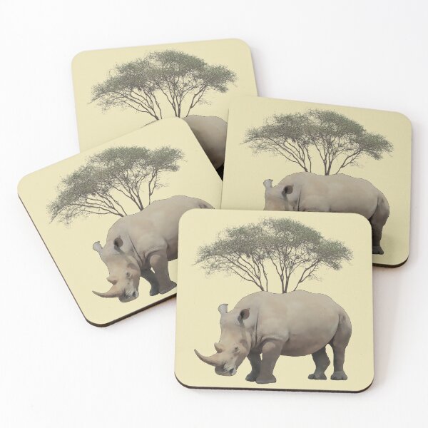 Artikelvorschau, Breitmaulnashorn mit Akazie - Nashorn - Rhino in Afrika entworfen und verkauft von TShirtsundMehr.