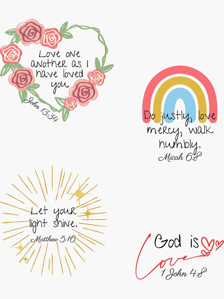 Christian Cute Rainbow Heart Floral Bible Verse Pack Sticker for Sale by  EverAfterStudio