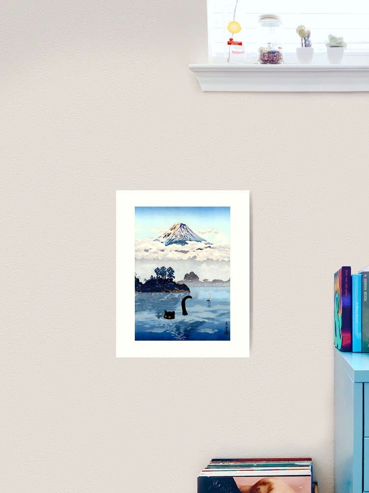 Thumbnail 2 von 3, Kunstdruck, Katze im Kawaguchi-Tago-Koitsu-See designt und verkauft von outdoorway.