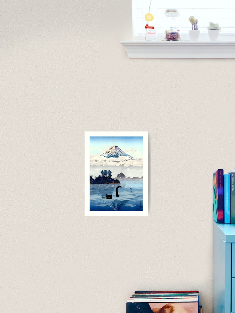 Thumbnail 2 von 3, Kunstdruck, Katze im Kawaguchi-Tago-Koitsu-See designt und verkauft von outdoorway.